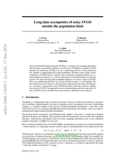 Long-time asymptotics of noisy SVGD outside the population limit
