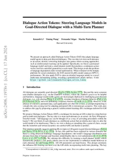 Dialogue Action Tokens: Steering Language Models in Goal-Directed
  Dialogue with a Multi-Turn Planner