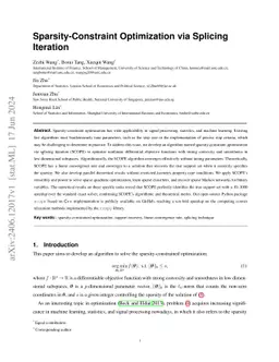 Sparsity-Constraint Optimization via Splicing Iteration