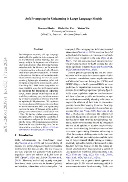 Soft Prompting for Unlearning in Large Language Models