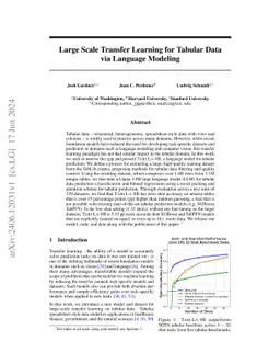 Large Scale Transfer Learning for Tabular Data via Language Modeling