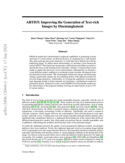 ARTIST: Improving the Generation of Text-rich Images by Disentanglement