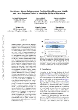 WellDunn: On the Robustness and Explainability of Language Models and
  Large Language Models in Identifying Wellness Dimensions