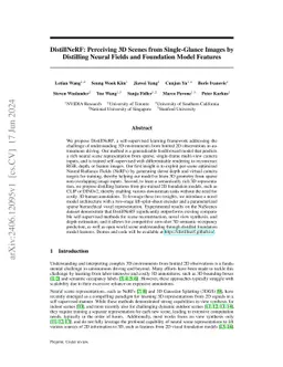 DistillNeRF: Perceiving 3D Scenes from Single-Glance Images by
  Distilling Neural Fields and Foundation Model Features