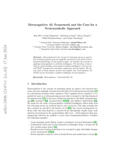 Metacognitive AI: Framework and the Case for a Neurosymbolic Approach
