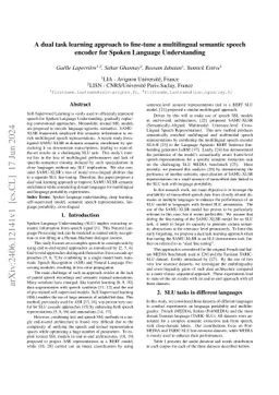 A dual task learning approach to fine-tune a multilingual semantic
  speech encoder for Spoken Language Understanding