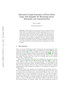 Discussion Graph Semantics of First-Order Logic with Equality for Reasoning about Discussion and Argumentation