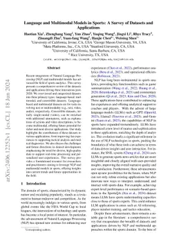 Language and Multimodal Models in Sports: A Survey of Datasets and
  Applications
