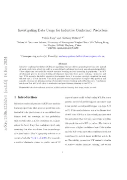 Investigating Data Usage for Inductive Conformal Predictors