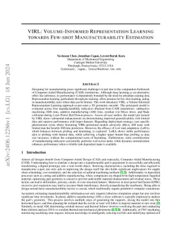 VIRL: Volume-Informed Representation Learning towards Few-shot
  Manufacturability Estimation