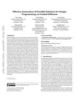 Effective Generation of Feasible Solutions for Integer Programming via
  Guided Diffusion