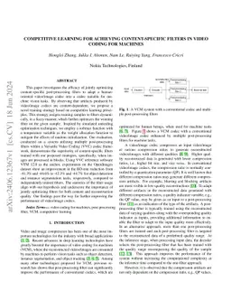 Competitive Learning for Achieving Content-specific Filters in Video
  Coding for Machines