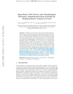 Open-Source Web Service with Morphological Dictionary-Supplemented Deep
  Learning for Morphosyntactic Analysis of Czech