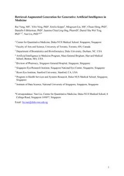 Retrieval-Augmented Generation for Generative Artificial Intelligence in
  Medicine