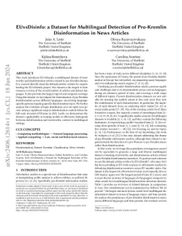 EUvsDisinfo: A Dataset for Multilingual Detection of Pro-Kremlin
  Disinformation in News Articles
