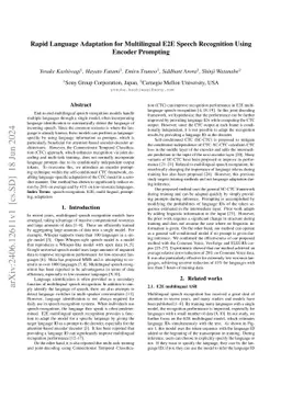 Rapid Language Adaptation for Multilingual E2E Speech Recognition Using
  Encoder Prompting