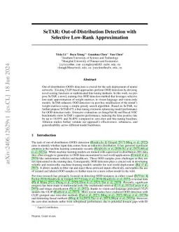 SeTAR: Out-of-Distribution Detection with Selective Low-Rank
  Approximation