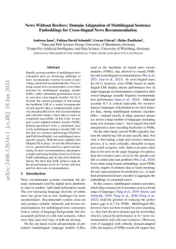 News Without Borders: Domain Adaptation of Multilingual Sentence Embeddings for Cross-lingual News Recommendation