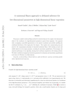 A variational Bayes approach to debiased inference for low-dimensional parameters in high-dimensional linear regression