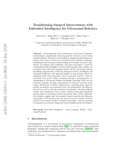 Transforming Surgical Interventions with Embodied Intelligence for
  Ultrasound Robotics