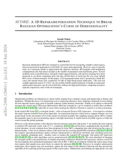 SCORE: A 1D Reparameterization Technique to Break Bayesian
  Optimization's Curse of Dimensionality
