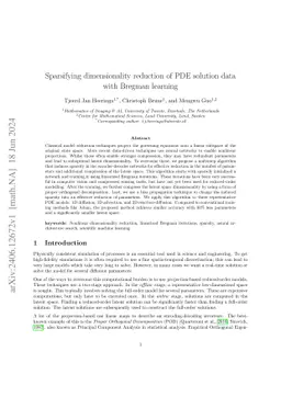 Sparsifying dimensionality reduction of PDE solution data with Bregman
  learning