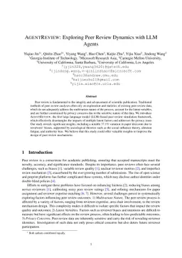 AgentReview: Exploring Peer Review Dynamics with LLM Agents
