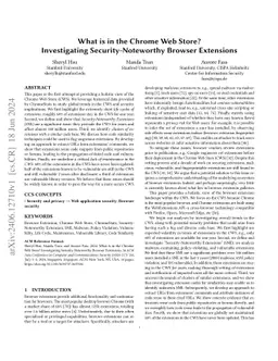 What is in the Chrome Web Store? Investigating Security-Noteworthy
  Browser Extensions