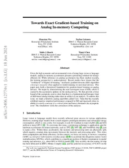 Towards Exact Gradient-based Training on Analog In-memory Computing