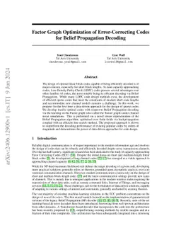 Factor Graph Optimization of Error-Correcting Codes for Belief
  Propagation Decoding