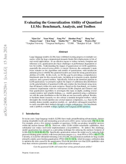 Evaluating the Generalization Ability of Quantized LLMs: Benchmark,
  Analysis, and Toolbox