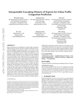 Interpretable Cascading Mixture-of-Experts for Urban Traffic Congestion
  Prediction