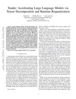 Tender: Accelerating Large Language Models via Tensor Decomposition and
  Runtime Requantization