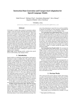 Instruction Data Generation and Unsupervised Adaptation for Speech
  Language Models