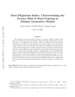 Data Plagiarism Index: Characterizing the Privacy Risk of Data-Copying
  in Tabular Generative Models