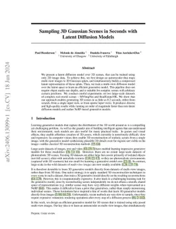 Sampling 3D Gaussian Scenes in Seconds with Latent Diffusion Models