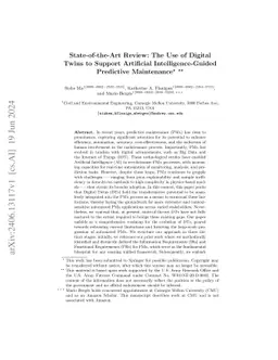 State-of-the-Art Review: The Use of Digital Twins to Support Artificial
  Intelligence-Guided Predictive Maintenance