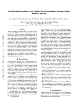 Global-Local Convolution with Spiking Neural Networks for
  Energy-efficient Keyword Spotting