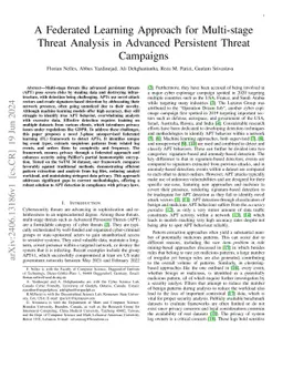A Federated Learning Approach for Multi-stage Threat Analysis in
  Advanced Persistent Threat Campaigns