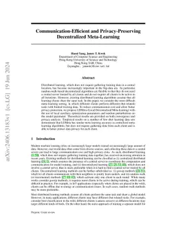 Communication-Efficient and Privacy-Preserving Decentralized
  Meta-Learning