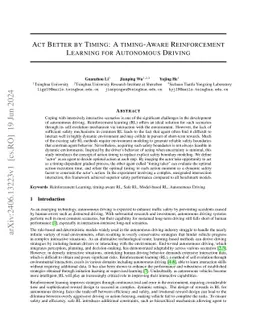 Act Better by Timing: A timing-Aware Reinforcement Learning for
  Autonomous Driving