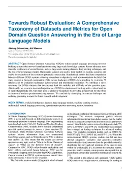 Towards Robust Evaluation: A Comprehensive Taxonomy of Datasets and
  Metrics for Open Domain Question Answering in the Era of Large Language
  Models