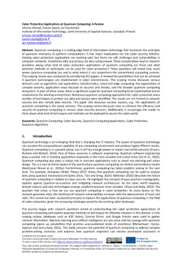 Cyber Protection Applications of Quantum Computing: A Review