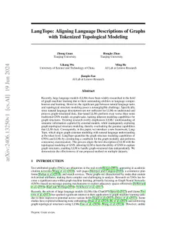 LangTopo: Aligning Language Descriptions of Graphs with Tokenized
  Topological Modeling