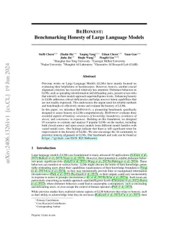 BeHonest: Benchmarking Honesty in Large Language Models