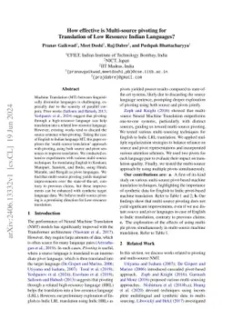 How effective is Multi-source pivoting for Translation of Low Resource
  Indian Languages?