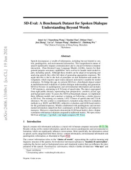 SD-Eval: A Benchmark Dataset for Spoken Dialogue Understanding Beyond Words