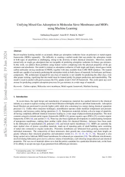 Unifying Mixed Gas Adsorption in Molecular Sieve Membranes and MOFs
  using Machine Learning