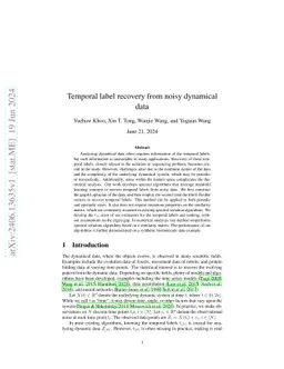 Temporal label recovery from noisy dynamical data