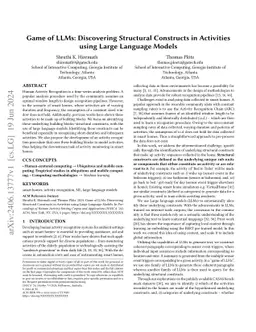 Game of LLMs: Discovering Structural Constructs in Activities using
  Large Language Models